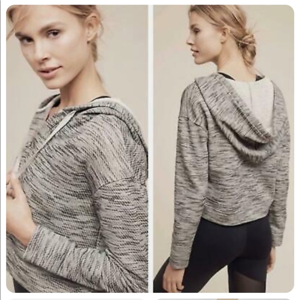 Anthro Saturday Sunday cropped hooded marled grey sweatshirt